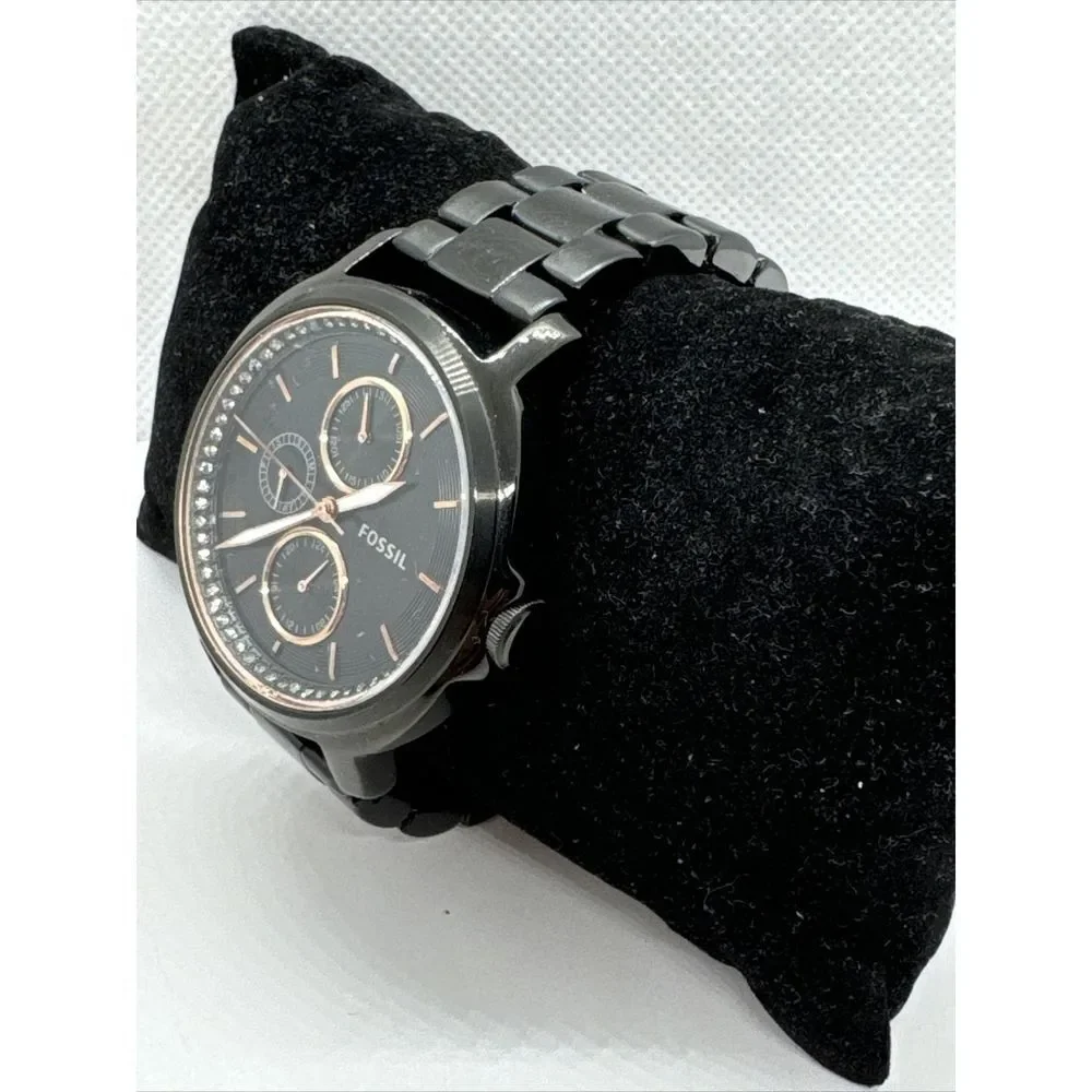 Fossil Chelsey ES3451 Women Black Stainless Steel Analog Dial Wrist Watch JNA334